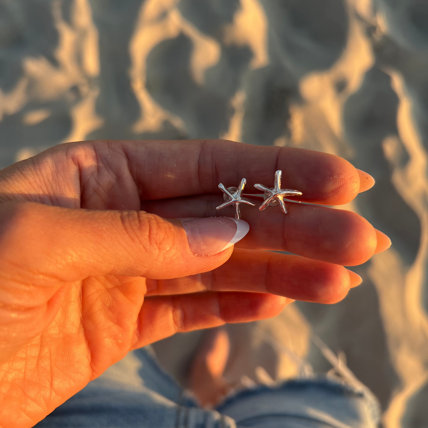 "Starfish" silver stud earrings