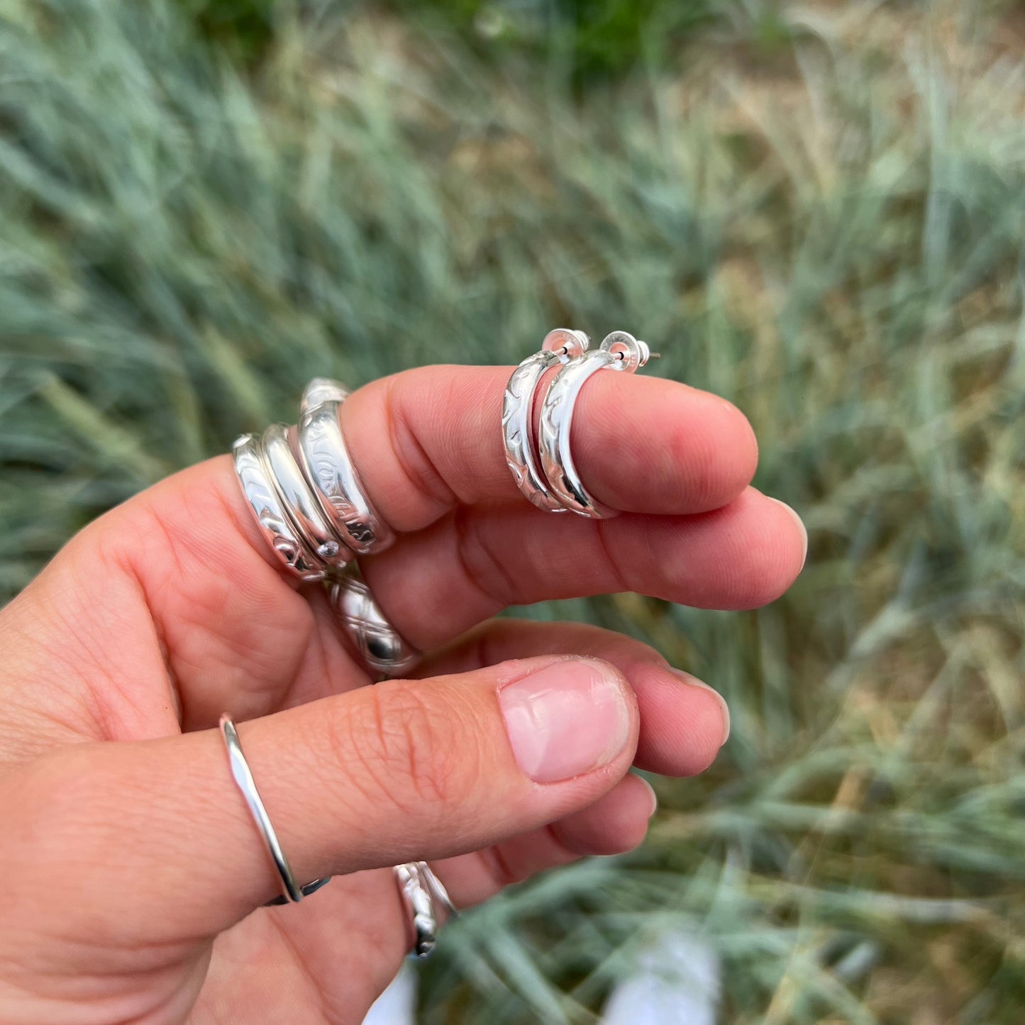 "Ancient stack" hoop earrings