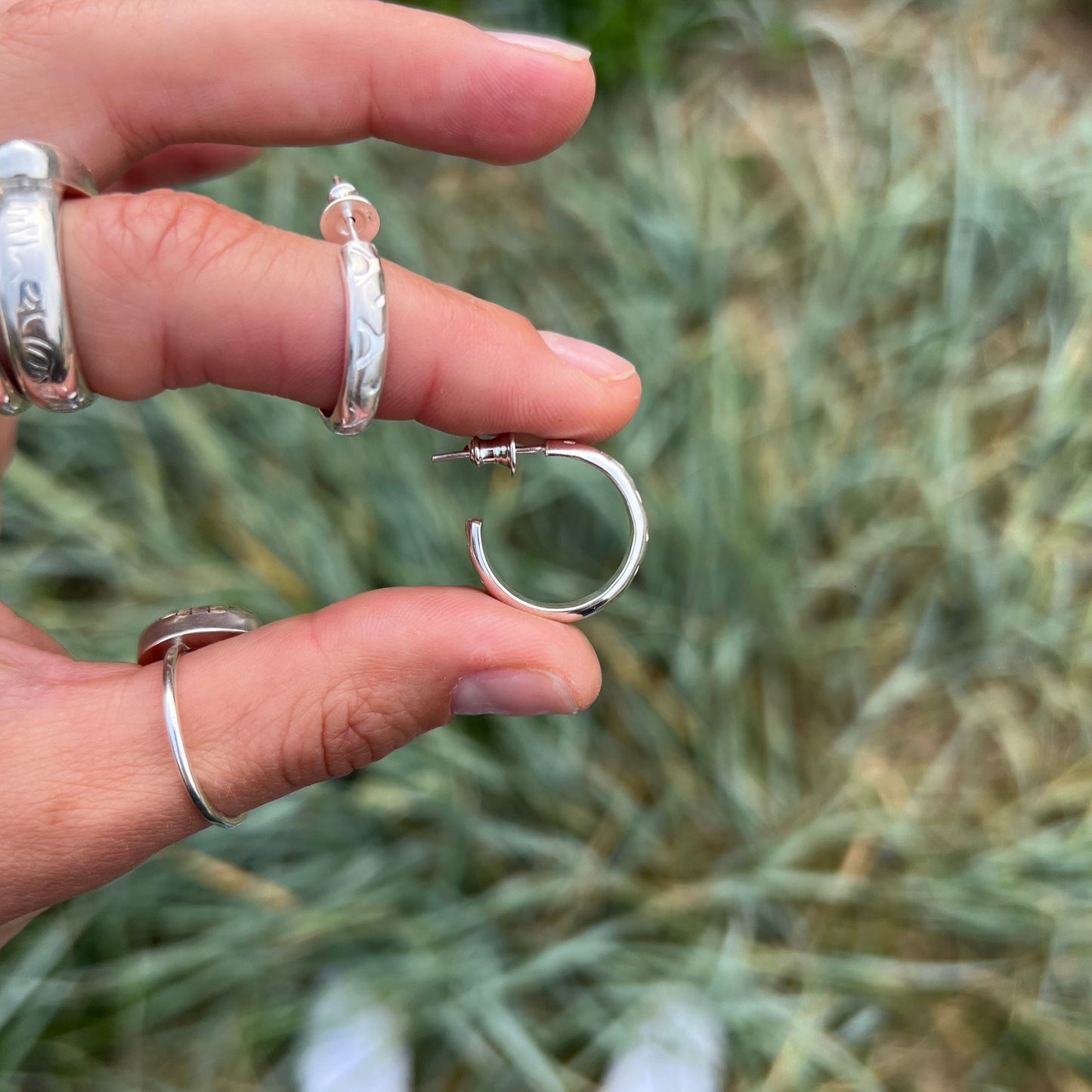 "Ancient stack" hoop earrings