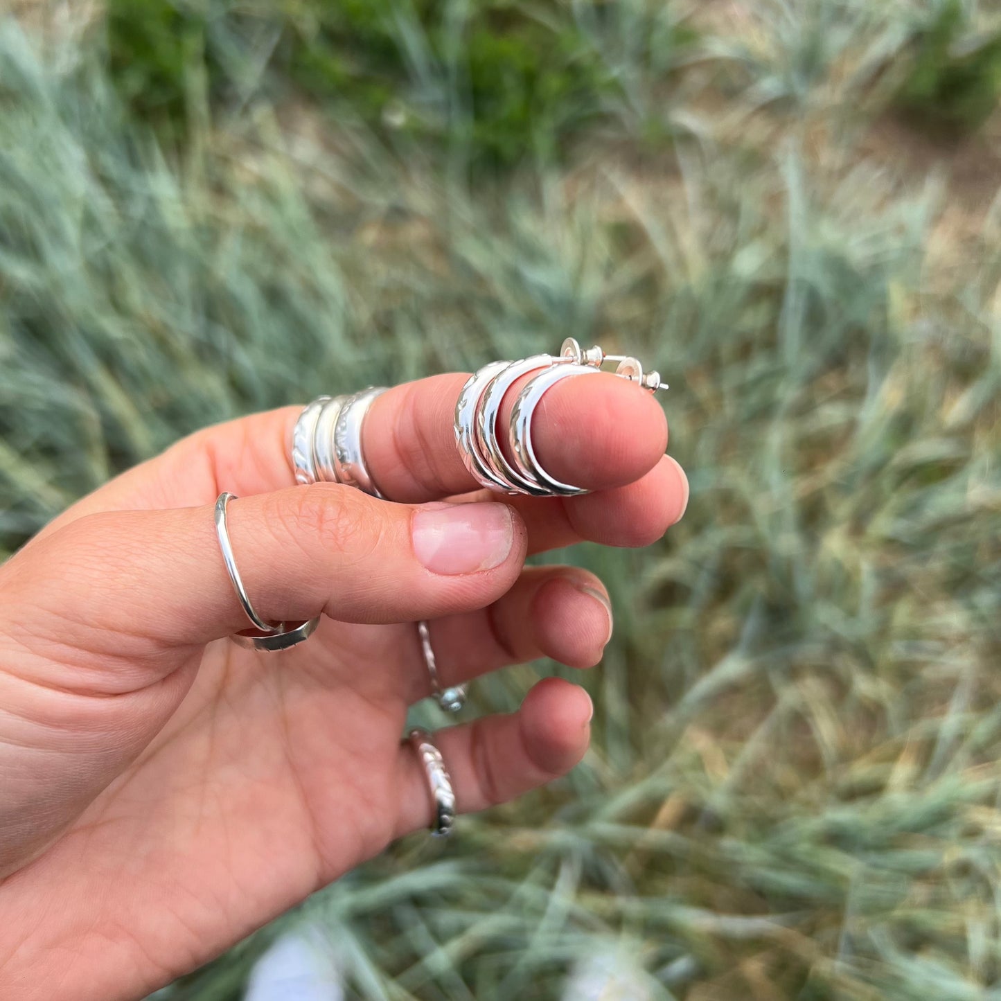 "Ancient stack" hoop earrings