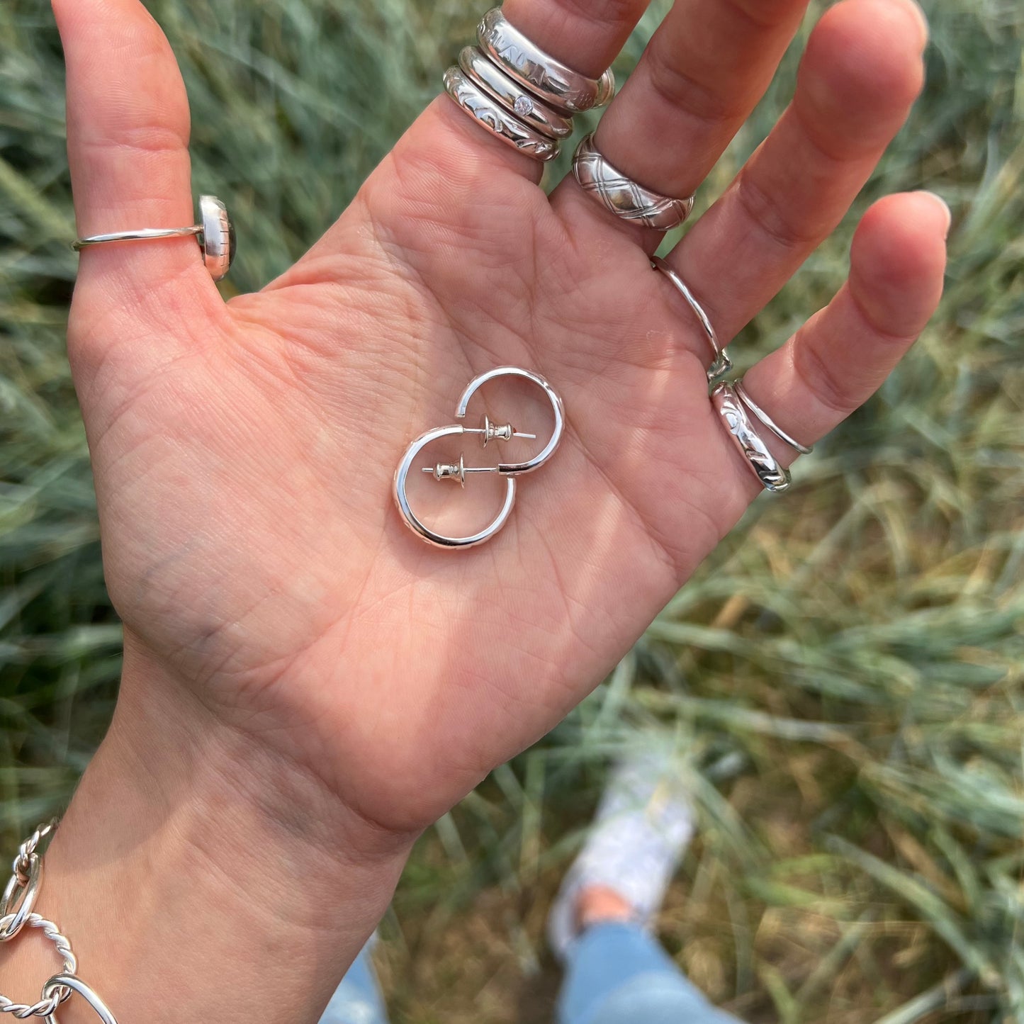 "Ancient stack" hoop earrings