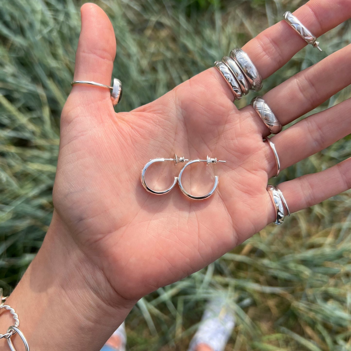 "Ancient stack" hoop earrings