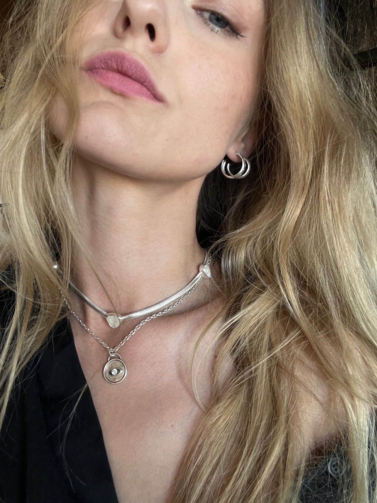 "Watching you" coin eye necklace