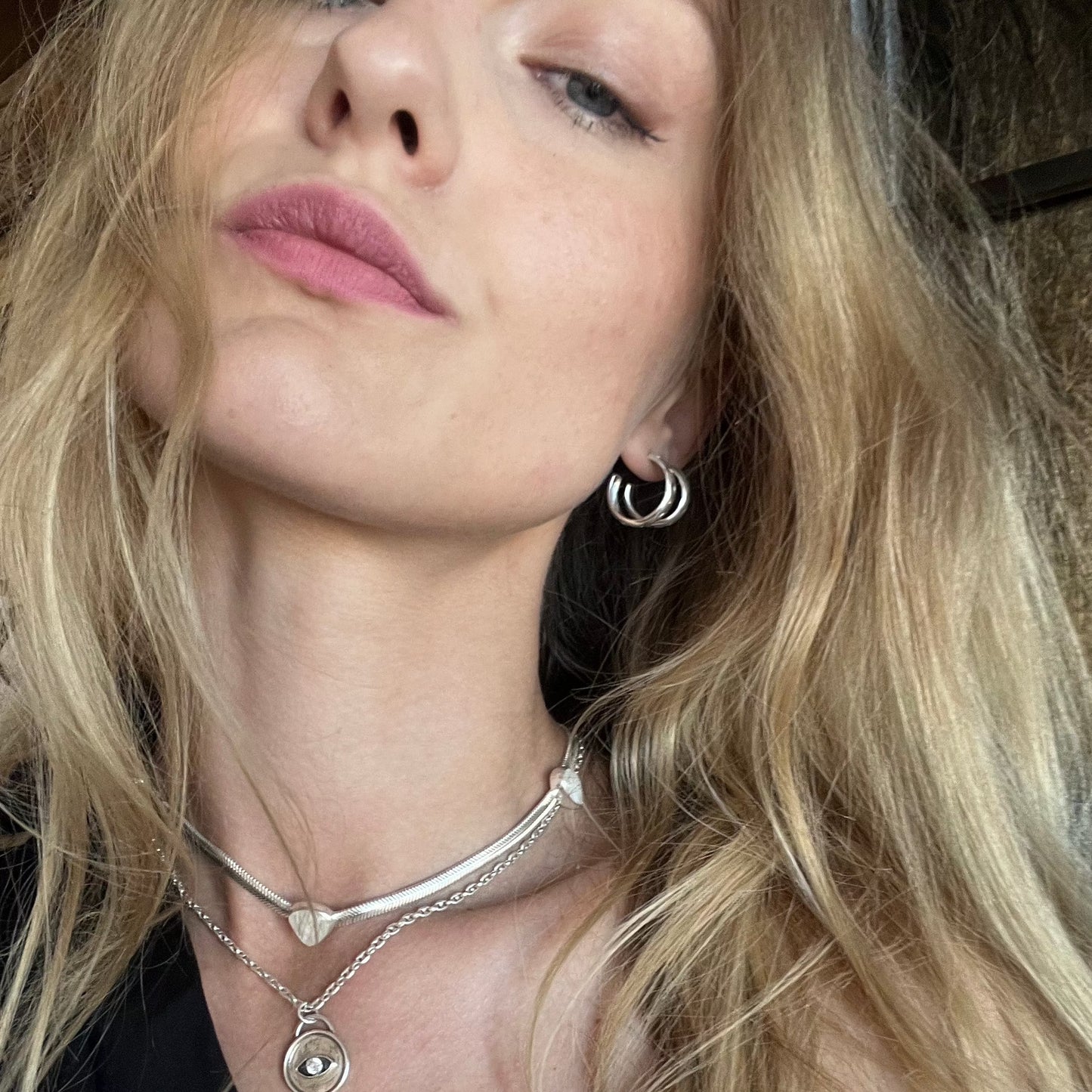 "Ancient stack" hoop earrings