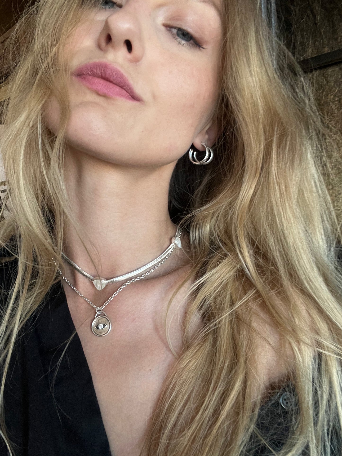 "Ancient stack" small hoop earrings